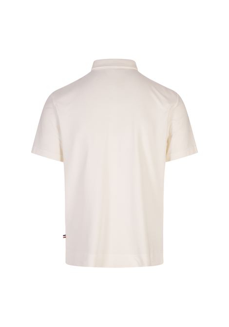 Polo In Nylon Piquet Bianco Con Patch Logo MONCLER GRENOBLE | 097-8A00001 89AVZ034